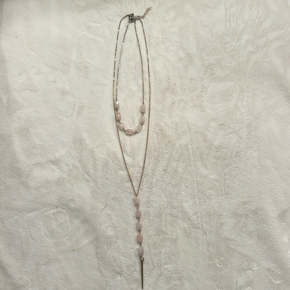 Banana Republic double strand gold necklace with pink beads
